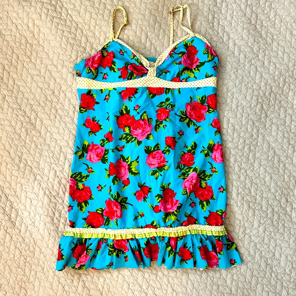 BETSEY JOHNSON floral Ruffle Mini Dress Intimate
